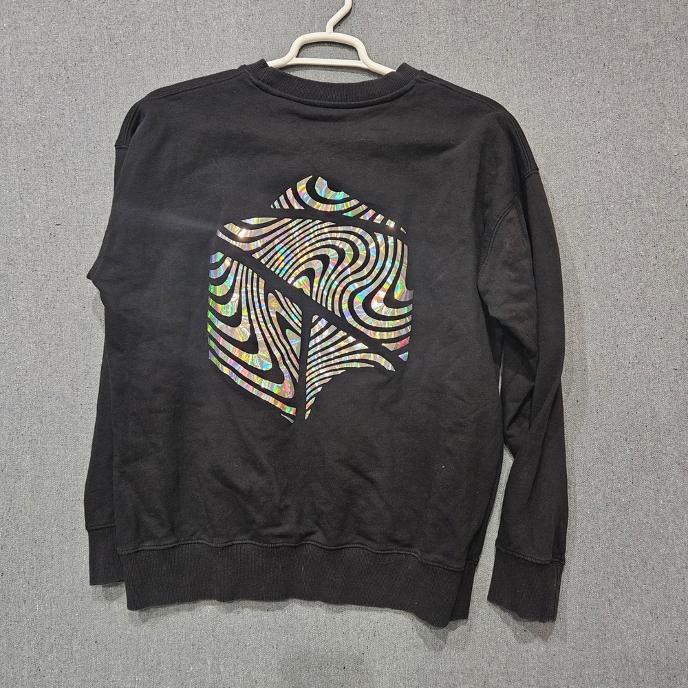 Block Mens Holographic Graphic French Terry Sweatshirt Black XL Pullover